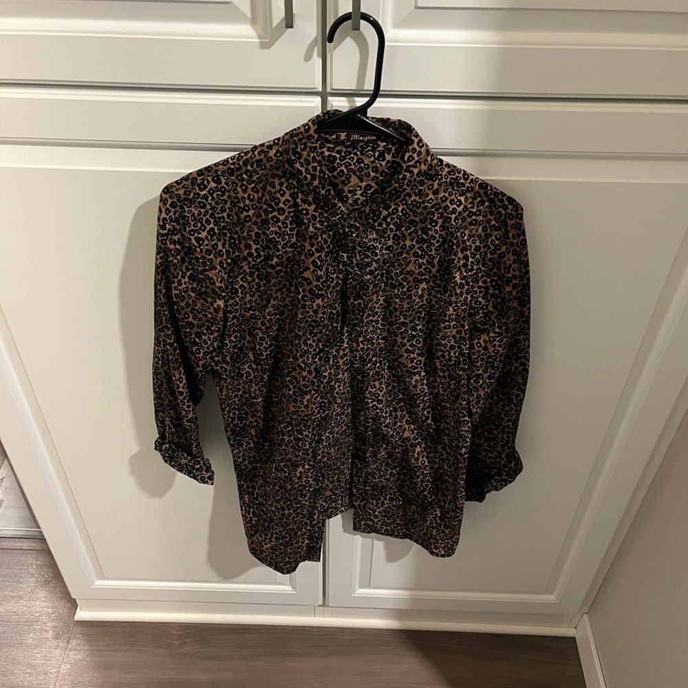 J. McLaughlin Brown and Black Animal Print Shirt
